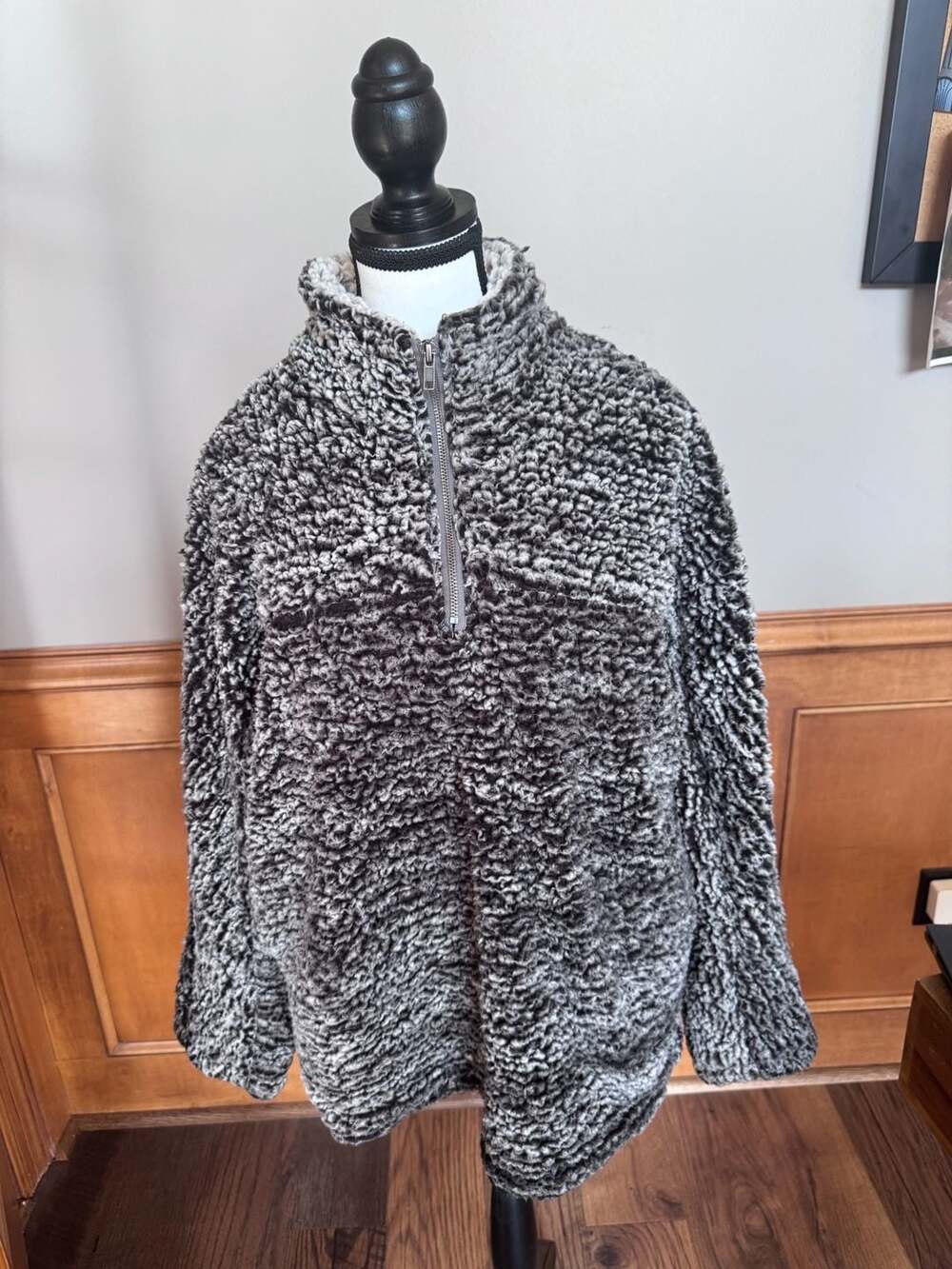 Altar'd State Elodie Sherpa Half Zip Pullover Fleece Jacket Gray Medium